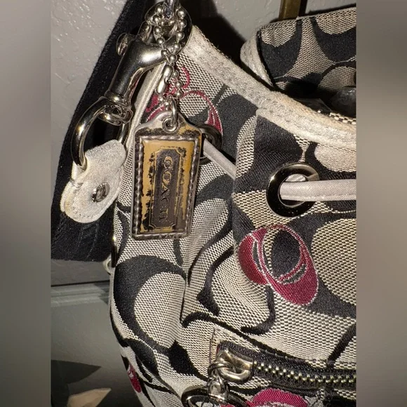 COACH SIGNATURE POPPY DRAWSTRING BUCKET CROSSBODY HANDBAG W/ HANGTAG CHARM RARE - Picture 5 of 15